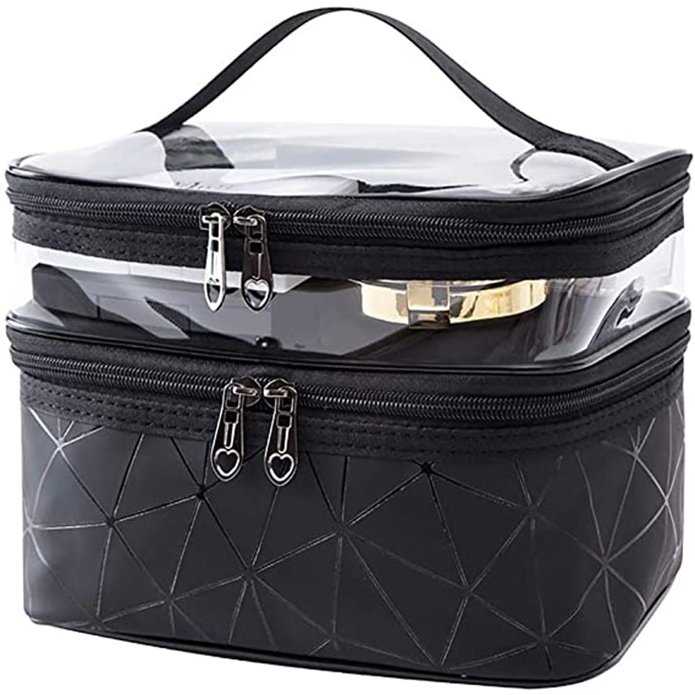 Cosmetic bag, Double Layer Travel Makeup Bags For Women, Waterproof Portable Cosmetic Cases Make up Organizer for Makeup, Cosmetics Tools, Shampoo, Toiletries