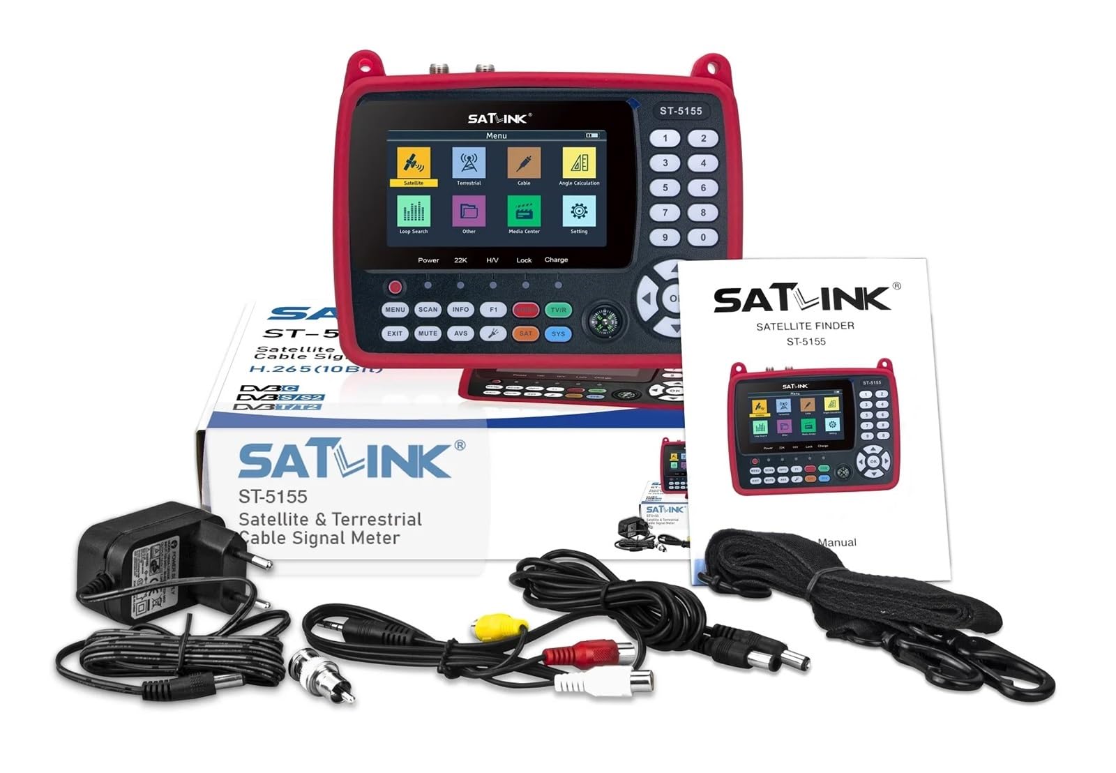 ST-5155 Combo DVB-S2 + DVB-C + DVB-T2 MPEG4 HD H.265 Lecteur de Codes-Barres Satellite H.265 HEVC QSK 8SK 16APSK 4,3 Pouces VS ST-5150