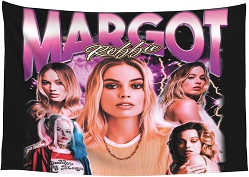 QUIROEIU Margot - Tapiz decorativo de actor y Robbie, para colgar en la pared, para dormitorio, sala de estar, dormitorio, 60 x 40 pulgadas