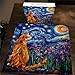 PICKFORU Stained Glass Puzzles: 1000 Pieces, Adults' Cat Lovers' Jigsaw Puzzle - Purple Iris Flowers, Starry Night, Moonlit Cat Flower