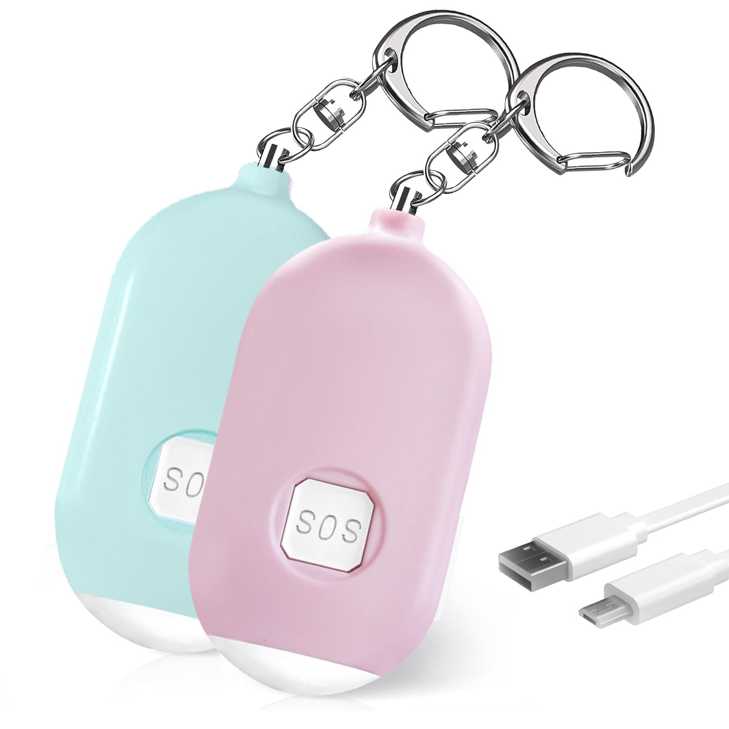 Taschenalarm für Frauen, 2 Stücke 130db Personal Alarm Selbstverteidigung Schlüsselanhänger Alarm mit Taschenlampe, Panikalarm Persönliche Sicherheit Frauen, Kinder, Senioren