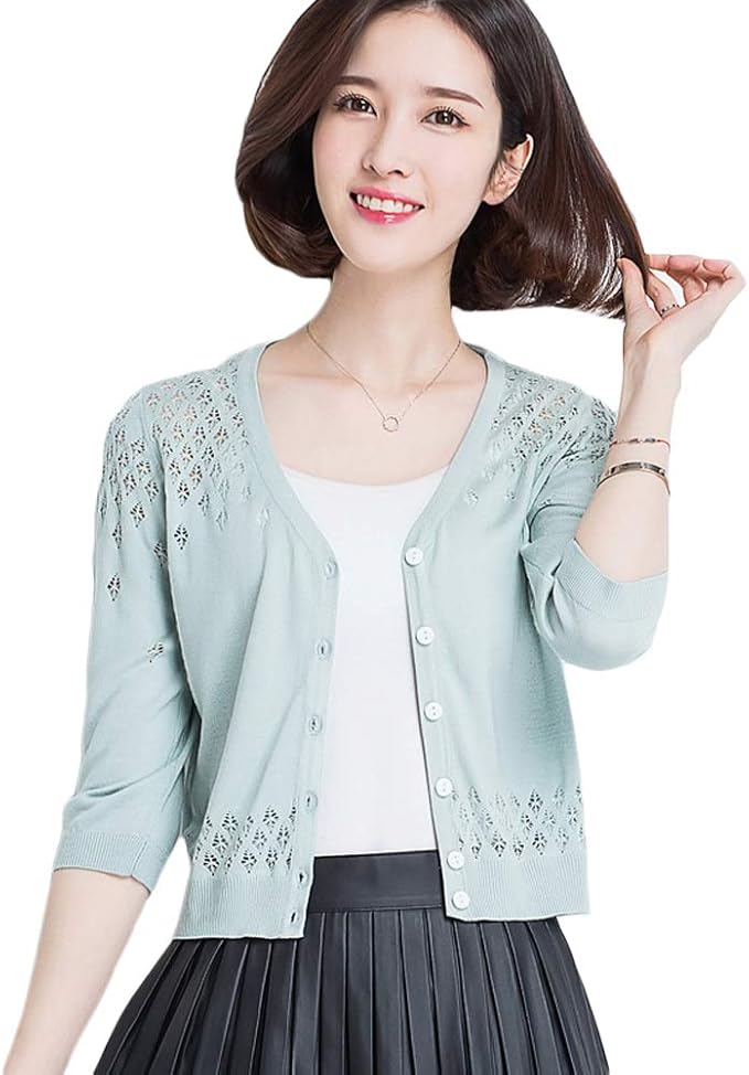 Amazon チーアン ｔｉａｎｎ カーディガン レディース ボレロ 羽織 ニット サマーカーディガン 薄手 透け感 冷房対策 七分袖 大きいサイズ 春 夏 秋 カーディガン ボレロ 通販