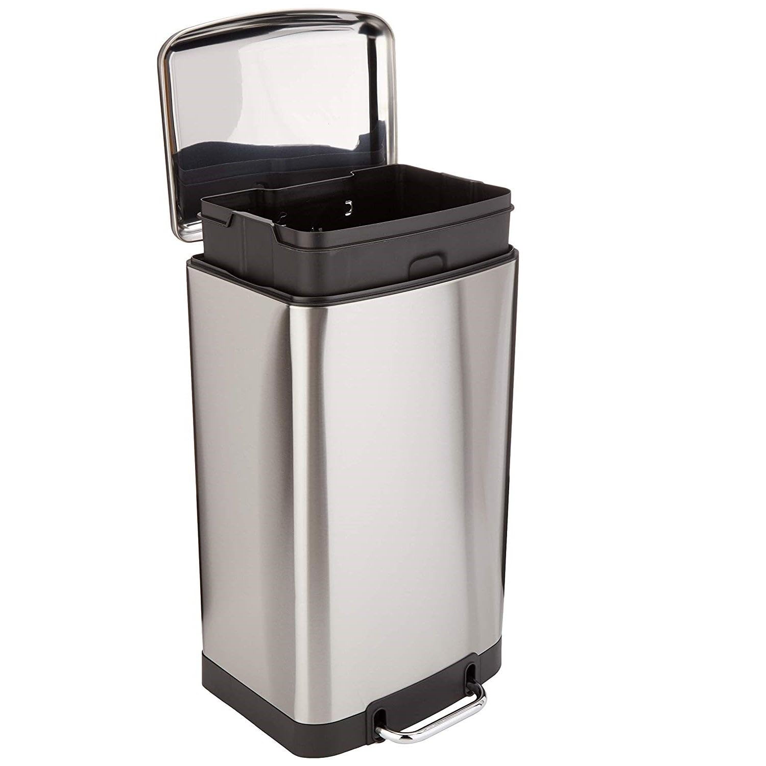 Kitchen Move Cubo de Basura de Cocina con Pedal Vintage Greenwich, de 40 L, en Acero Inoxidable con Cubo y Tapa abombada