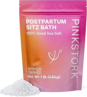 Pink Stork Postpartum Sitz Bath Soak: Dead Sea Salt for Perineal Care & Cleansing, Postpartum Recovery, Labor and Delivery Essentials, Women-Owned, Unscented, 1 lb