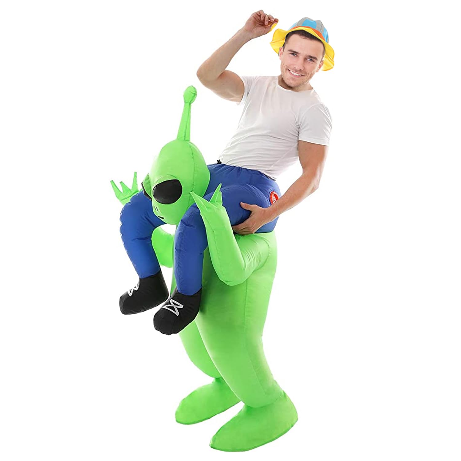 Disfraz inflable de extraterrestre verde, divertido, para Halloween, cosplay, Navidad, adultos