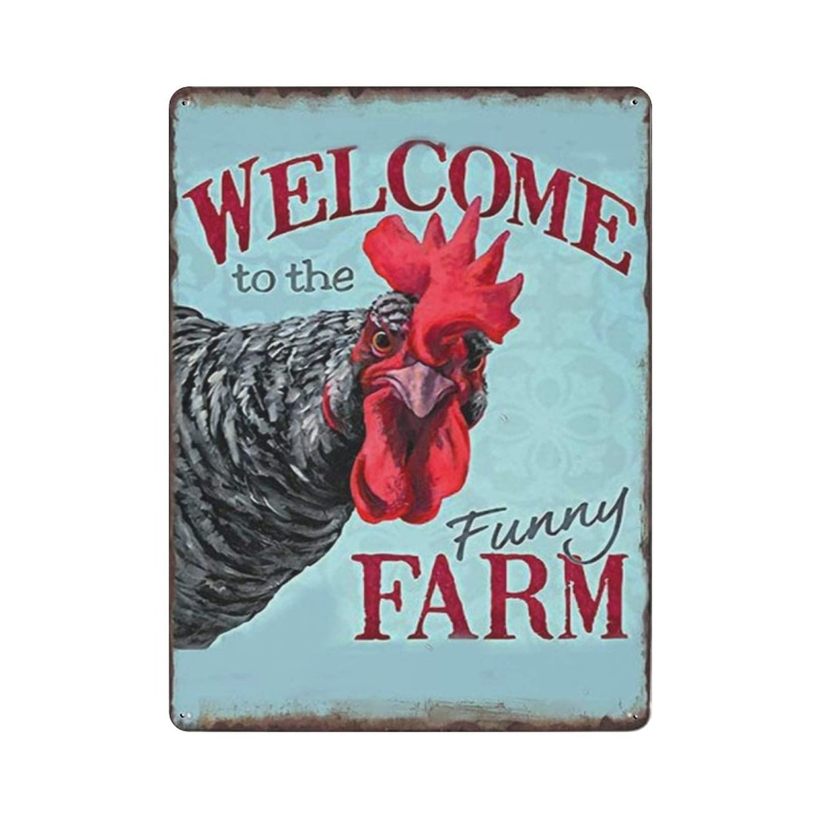 AOOEDM Welcome to The Funny Farm Vintage Tin Sign Metal Tin Signs for Man Cave Funny Art Wall Plaque Kitchen Bar Pub Coffee Shop Wall Decor