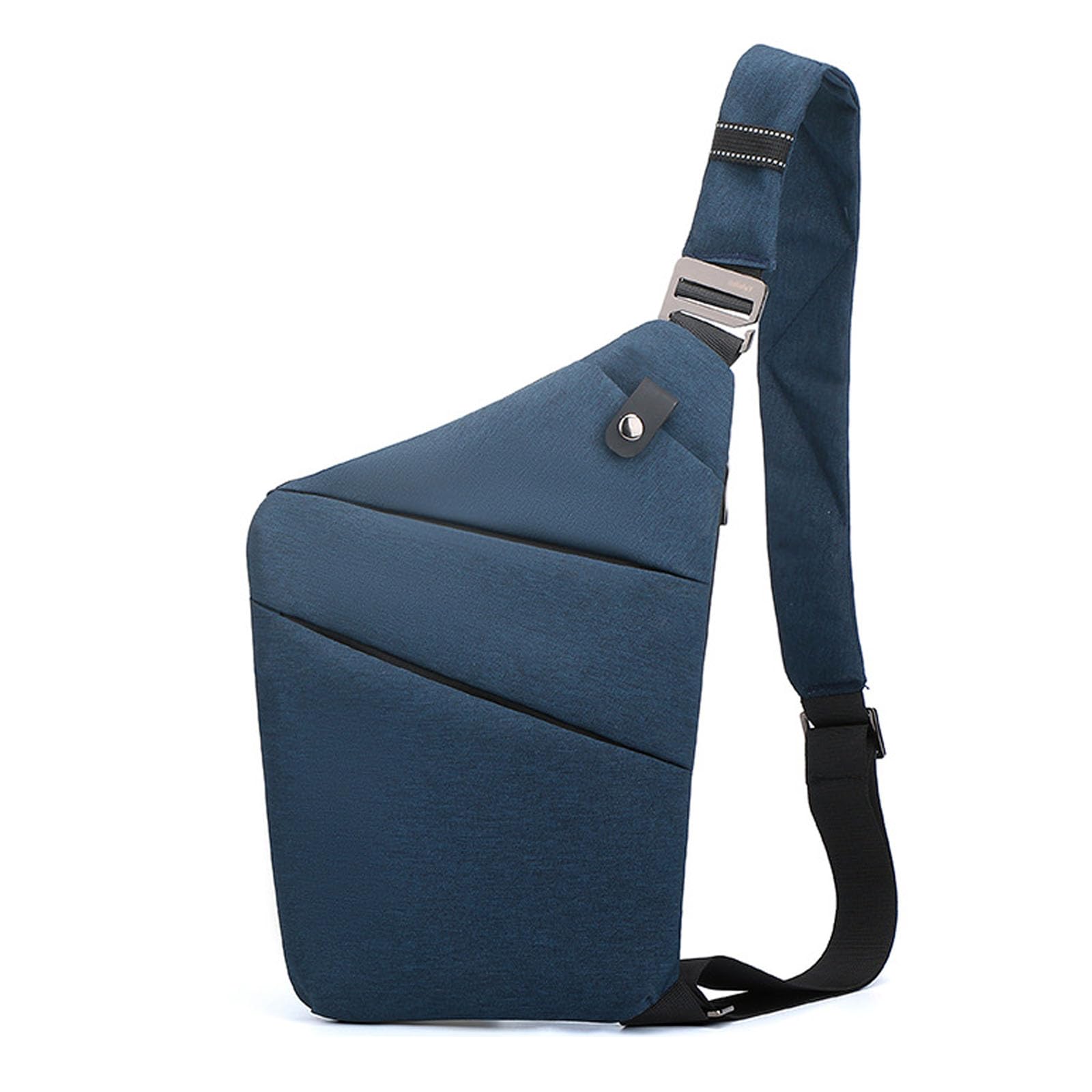Crossbody Travel Bags for Women, New Theft Proof Safe Slim Sling Travel Purses, Personal Flex Shoulder Bag for Men Women, Dark Blue, Left Shoulder