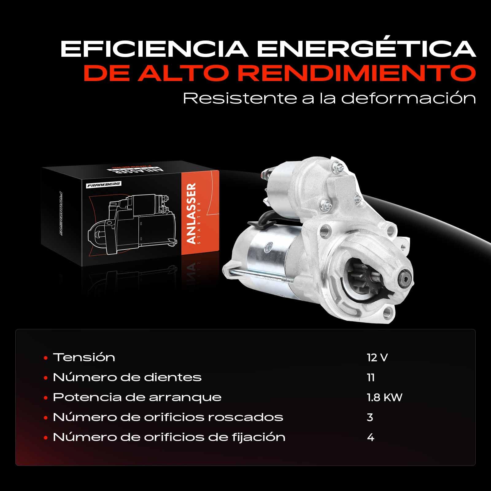 Frankberg Motor de arranque 18 kW 12 V 11 dientes 32791 DSN504