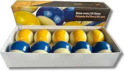 Jogo 10 Bolas Bilhar Sinuca Mata-mata 54 mm Faixa Am/Az RDT