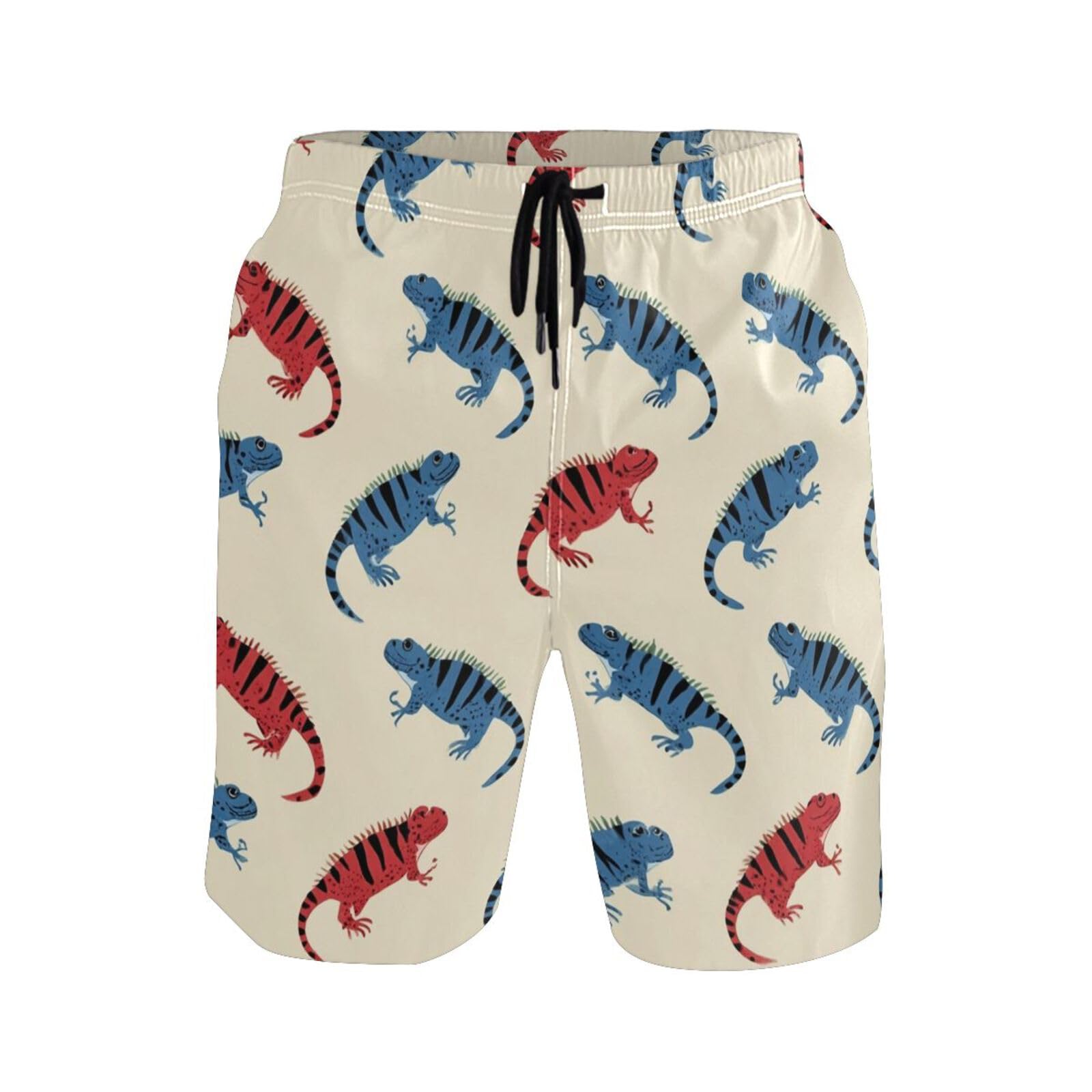 Verano Pantalón Corto Iguanas Rojas Y Azules Swimsuit De Hombres con Forro De Malla Shorts De Bañossecado Rápido Trajes De Baño Hombre para Playa Vacaciones Uso Diario