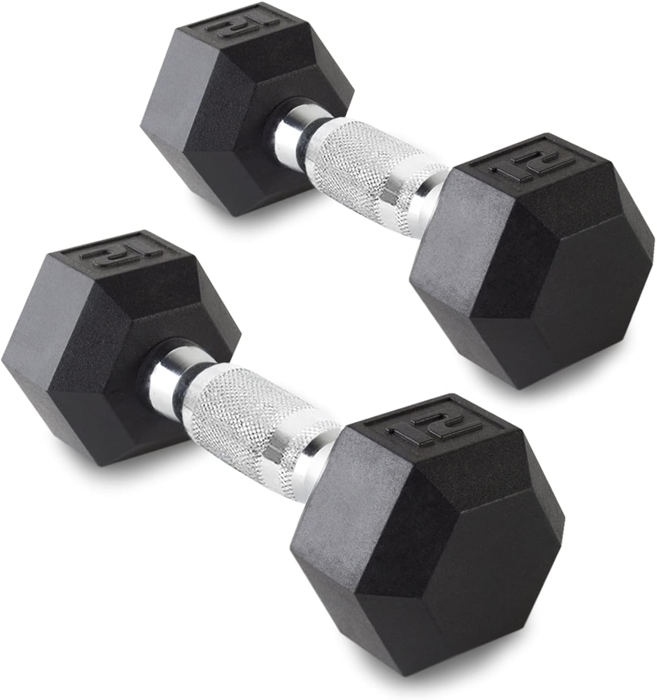 12LB Set of 2 Hex Dumbbells Rubber Coated Cast Iron Hex Black Dumbbell Free Weights for Exercises Neoprene Dumbbell Hand Weights Anti-Slip Anti-roll Hex Shape Colorful 12Lbs Pair