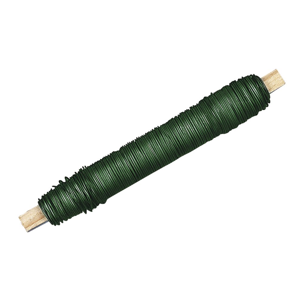 RayherHobby Rayher 2425513 Flower Wire on Wooden Wrap, Dark Green, 0.50 mm Diameter, 100 g Spool (approx. 35 m), Flexible, Stable and Versatile, Can be Used as Binding Wire, Plant Wire, Craft Wire,