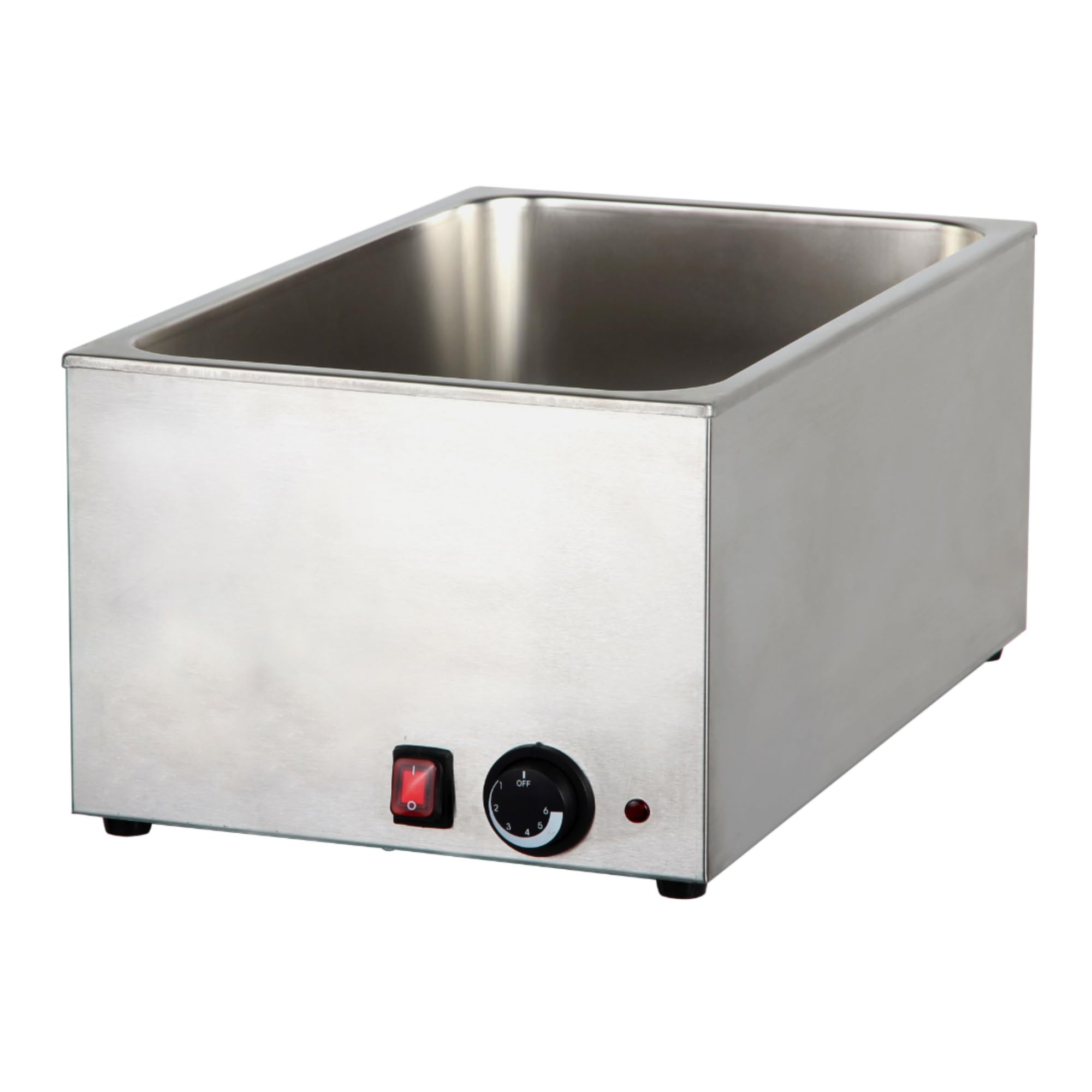 Bagno Marie elettrico professionale GN 1/1, in acciaio inossidabile, 1200 W, capacità 160 mm, termostato regolabile, senza rubinetto di scarico, venduto senza vassoio