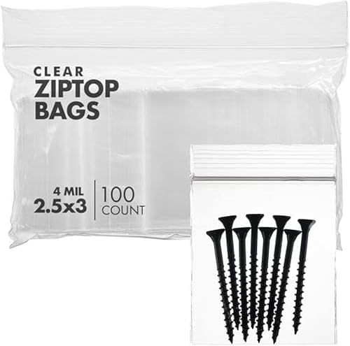 Miniatura 9 de Bolsas de polietileno con cierre de cremallera, 2.5 x 3 pulgadas (100 unidades), 4 mil, bolsas de plástico con cierre de cremallera, bolsas de