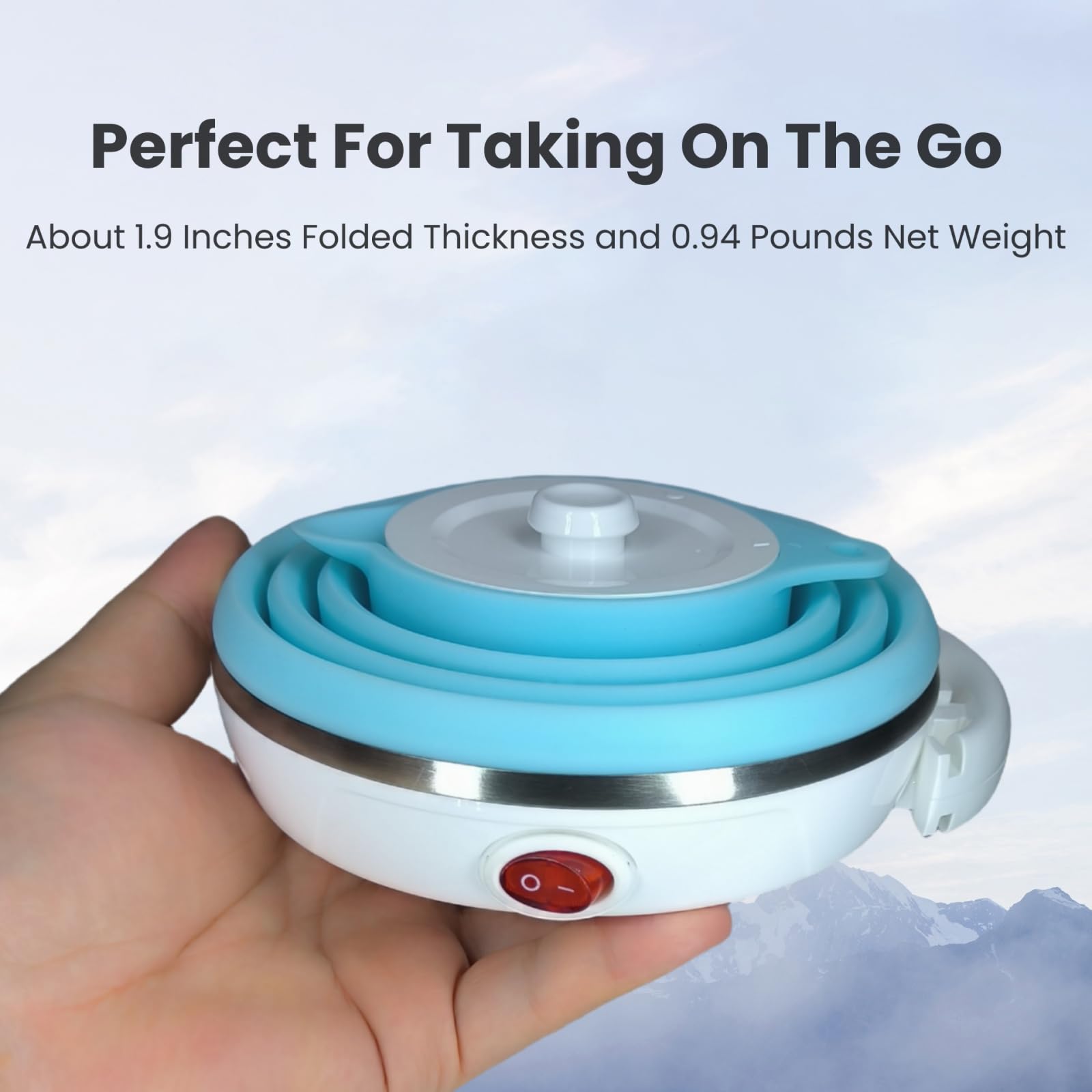 Bouilloire électrique de voyage, petite, portable, bouilloire électrique pliable, bouilloire à thé en silicone de qualité alimentaire, ultra fine, arrêt automatique et maintien au chaud, 110 V
