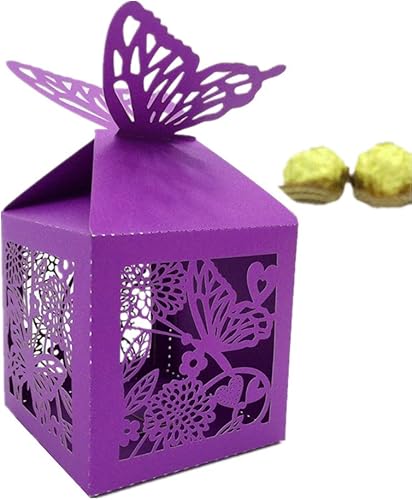 Miniatura 2 de the love 50 piezas de flores cortadas con láser y mariposas creativas cajas de chocolate para recuerdos de boda, cajas de dulces, caja de regalo,