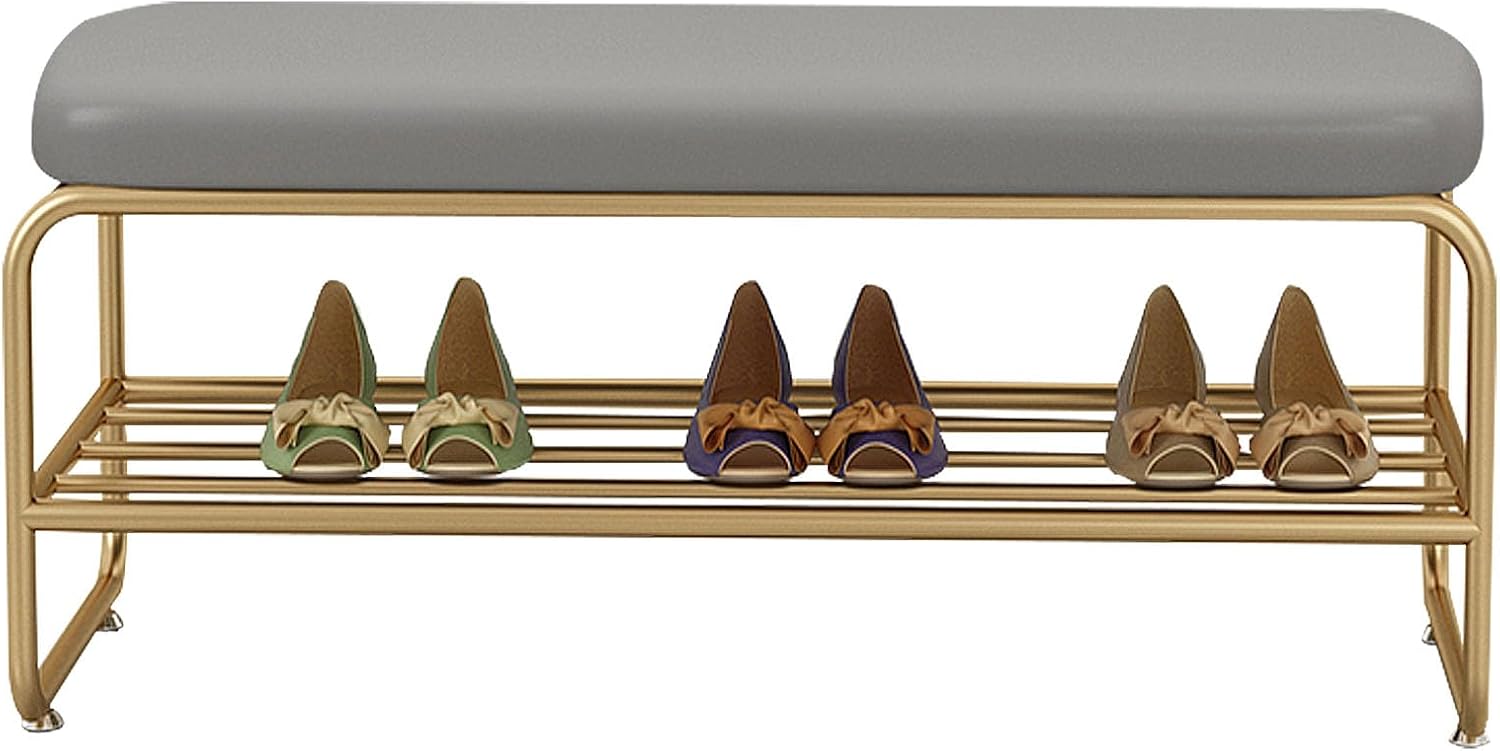 Preferspace Shoe Rack Bench, 2Tier Metal Storage Bench, Shoe Organizer