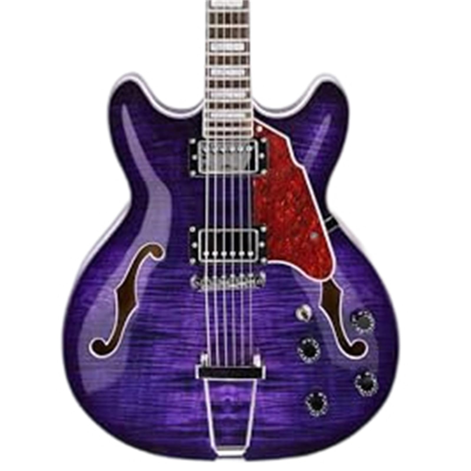 Gitara Elektryczna 6 Strunowa Gitara Elektryczna Jazzowa Lipa Semi Hollow Body Trapez Tailpiece Bridge Zawiera Torbę(Purple)