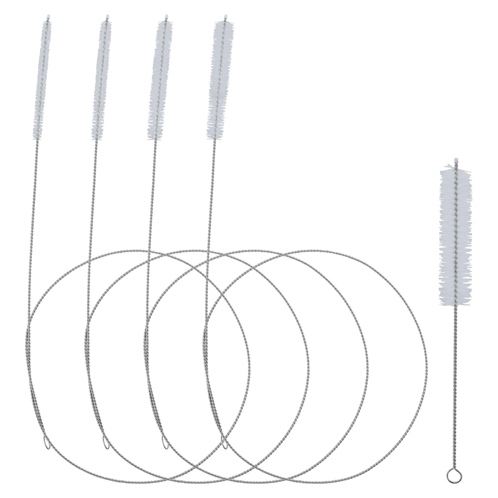4 spazzole per tubo, spazzola per la pulizia in acciaio inox, 1 m, spazzola per bottiglie, spazzola extra lunga, spazzola per tubo di paglia, tubo, bottiglie, scarico frigorifero