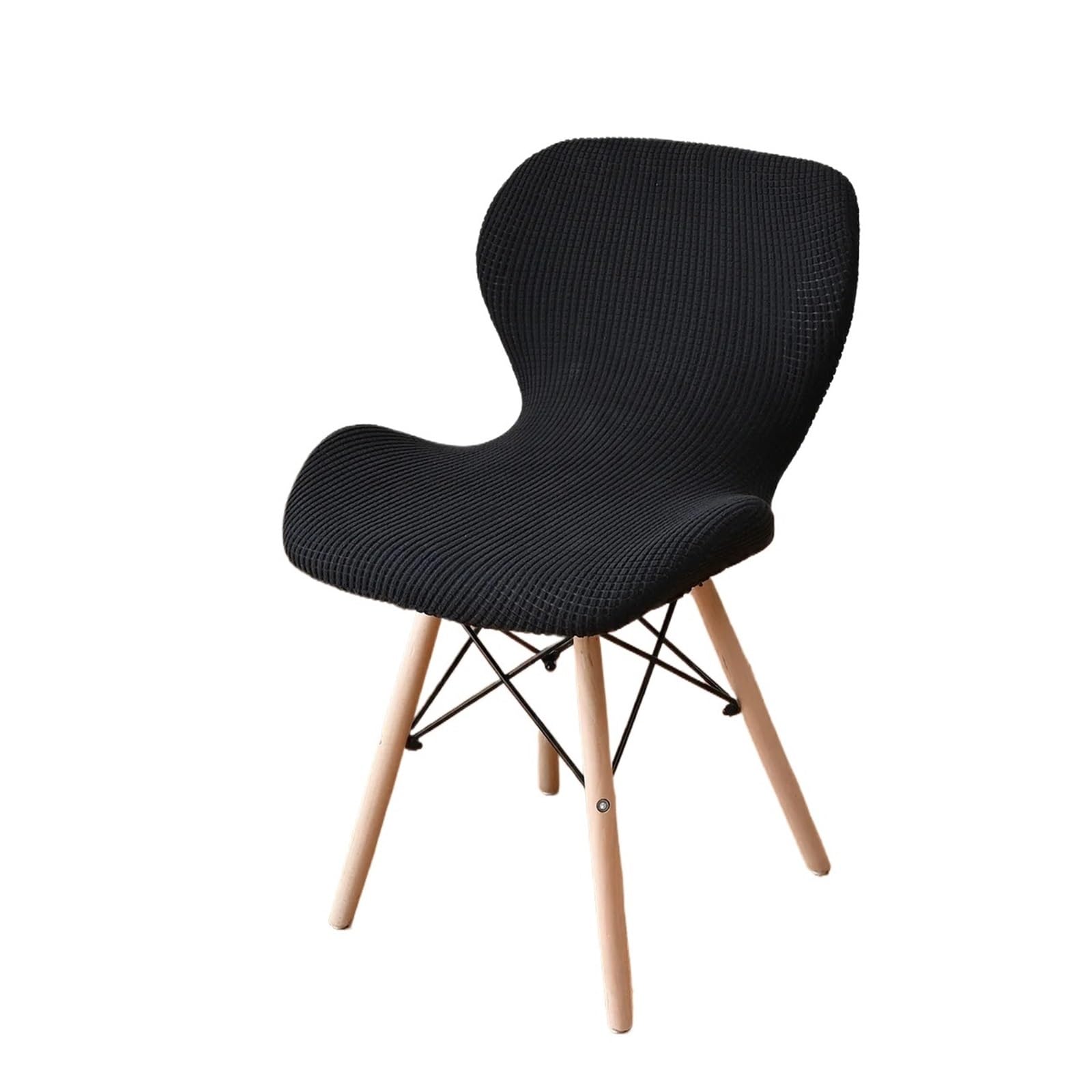 GHHZML Chair Cover Jacquard Adjustable Shell Chair Cover Dining Room Round Back Streach Home Elastic Luxury Hotel Banquet Stool(Black)