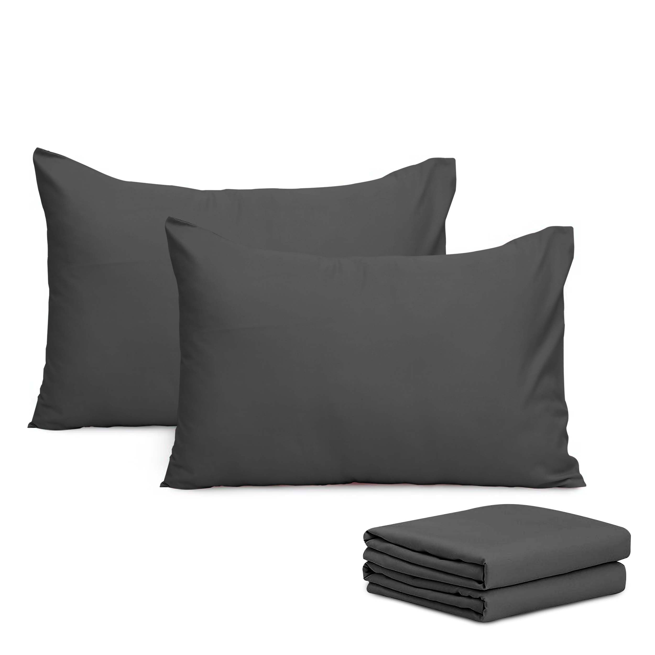 Imperial Rooms Pillow Cases 4 Pack Super Soft Easy Care Fade Resistant Hypoallergenic Brushed Microfibre Pillow Covers (Charcoal, Pillowcases 4 Pcs)