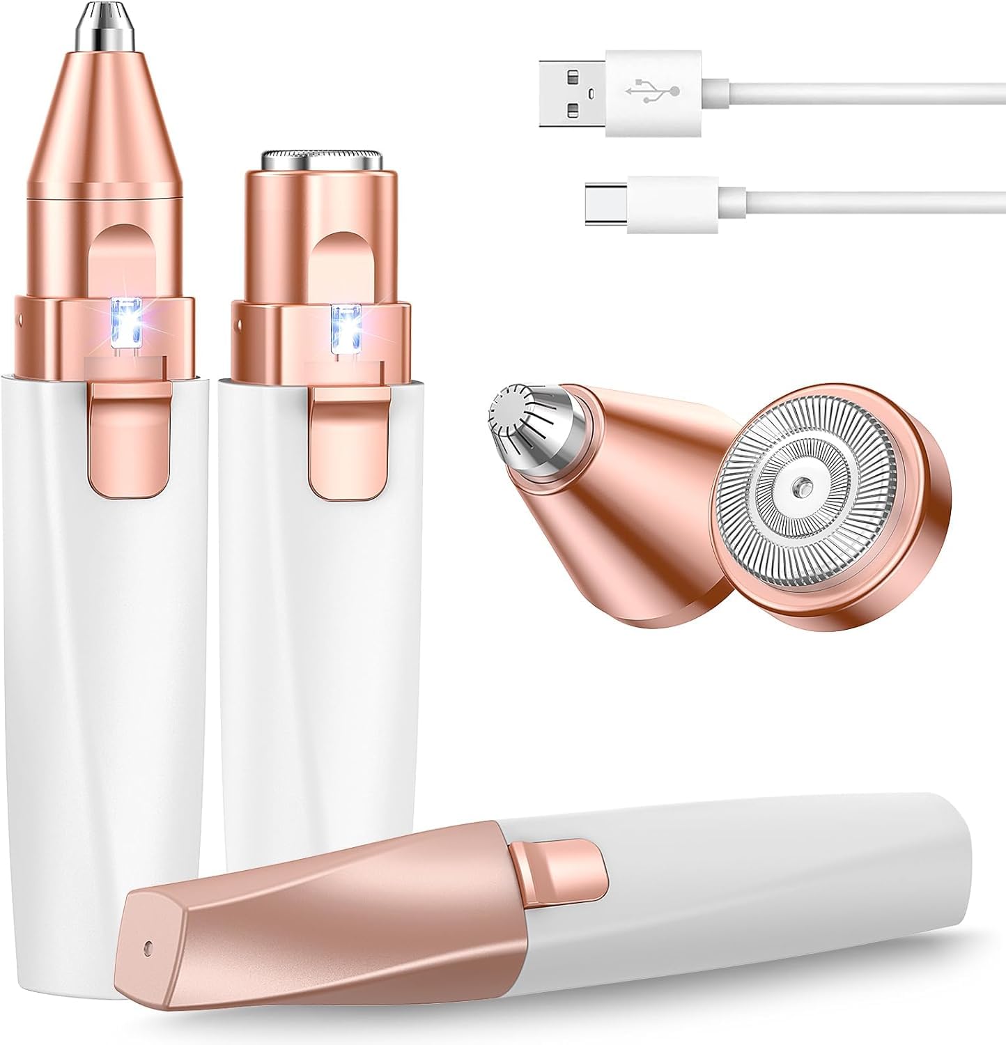 Rasuradora Facial Mujer Recortadora de Cejas: IFANZETECH Afeitadora Facial Mujer sin Dolor Recortar Cabello Fino Fuzz Durazno para Labio Superior, Barbilla, Mejillas y Cejas USB-C Recargable