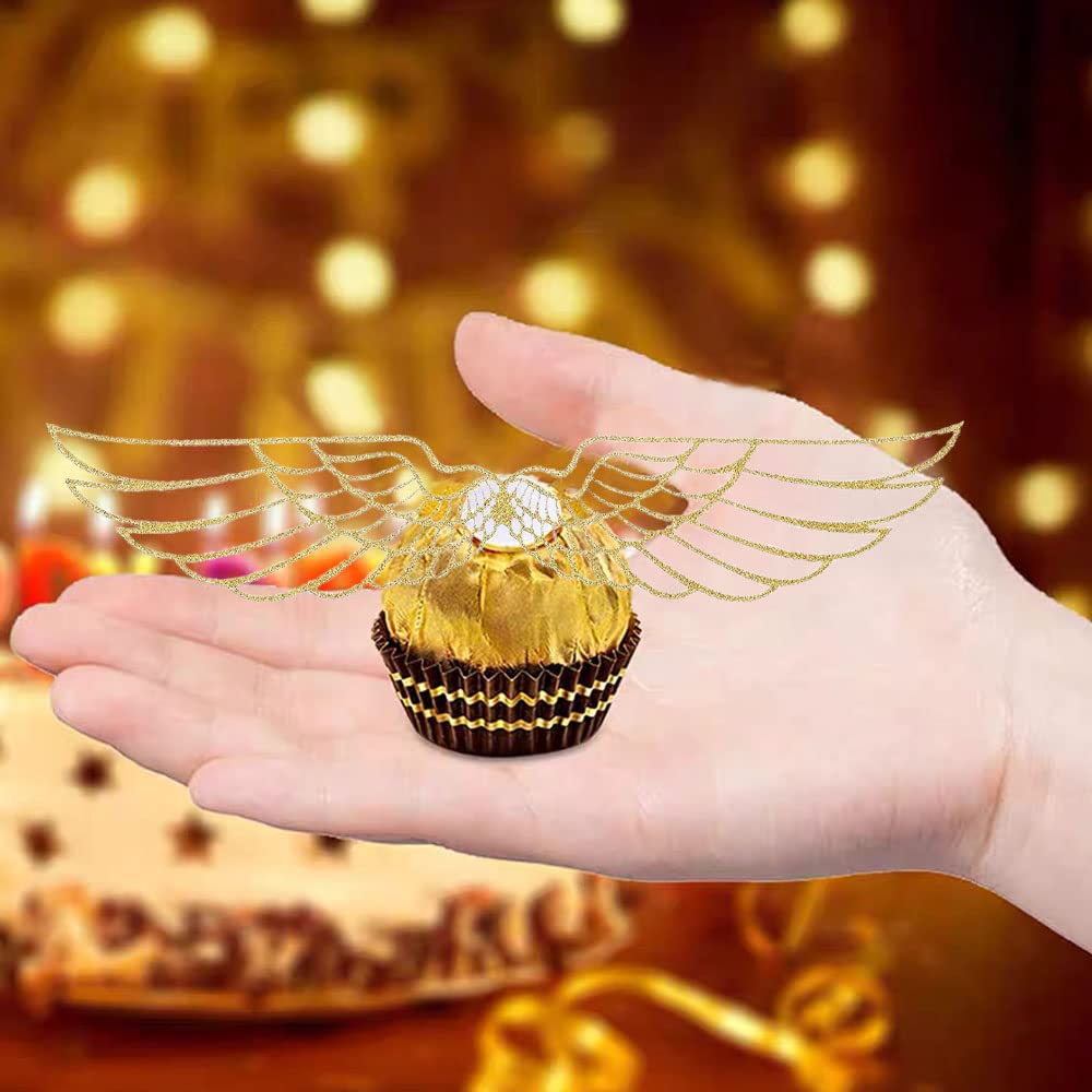 Decorazioni per Torte con Ali Glitterate Dorate,50 Pezzi Decorazioni per Torte di Compleanno Topper per Torta di Decorazioni per Cupcake Decorazioni per Feste Compleanno Celebrazioni