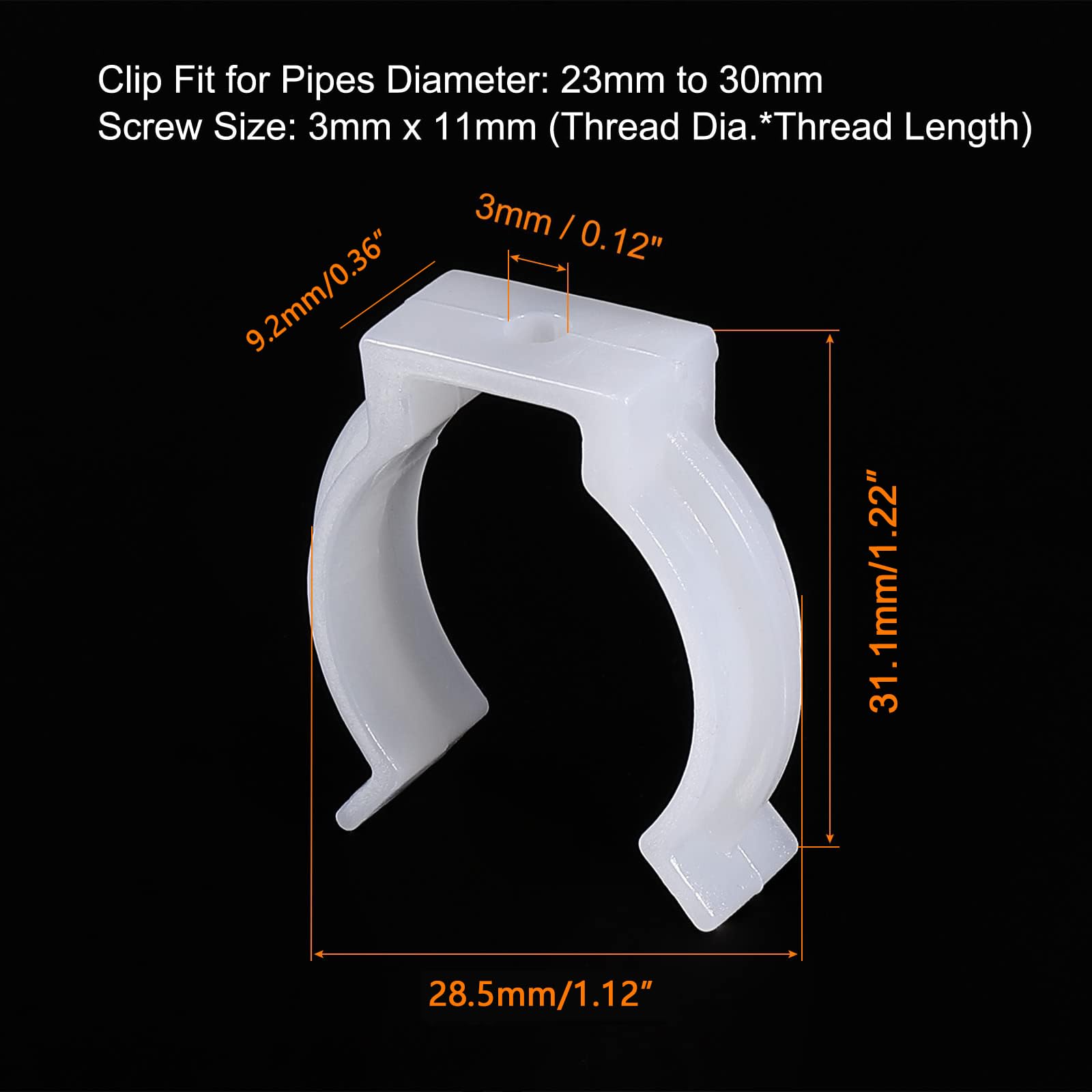 TOP-VIGOR 10Pcs T8 U Clips Holder Bracket Fluorescent Tube Light Fixture Plastic Pipe Clamps with Screws for LED Bulbs Ceiling Lamp to Prevent Sagging - Image 2