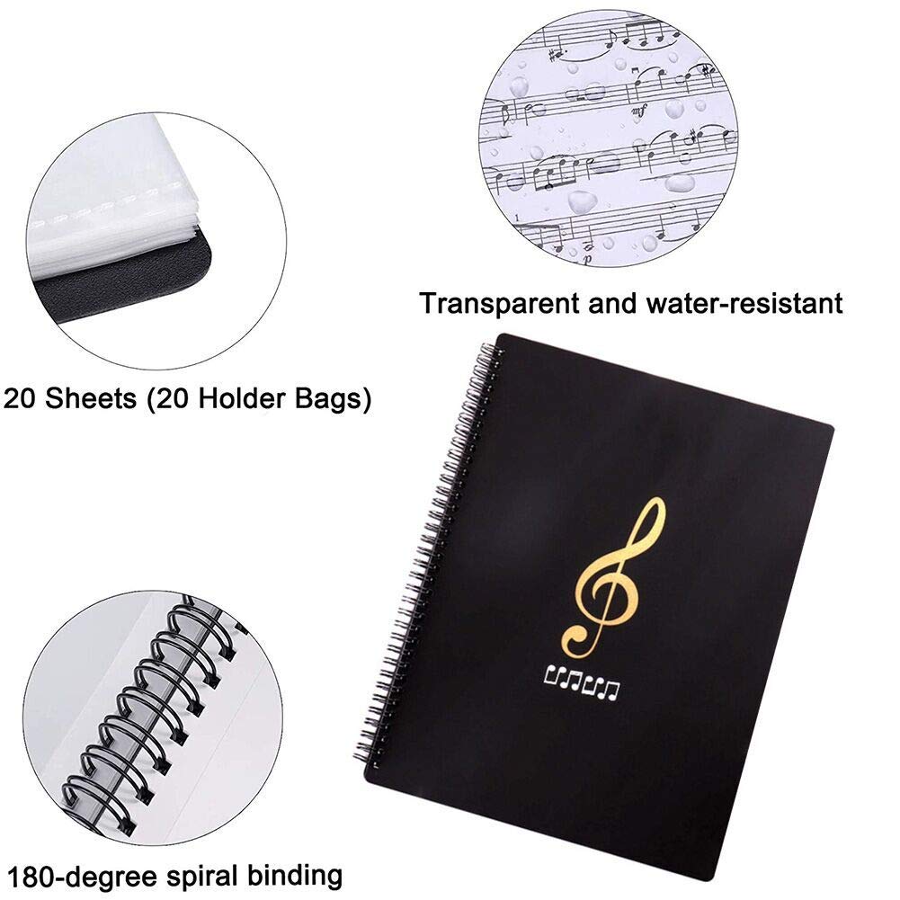 Raccoglitore Spartiti Musicali A4 Impermeabile - 30 Pagine Fronte/Retro, 60 Facciate, Per Pianoforte E Chitarra