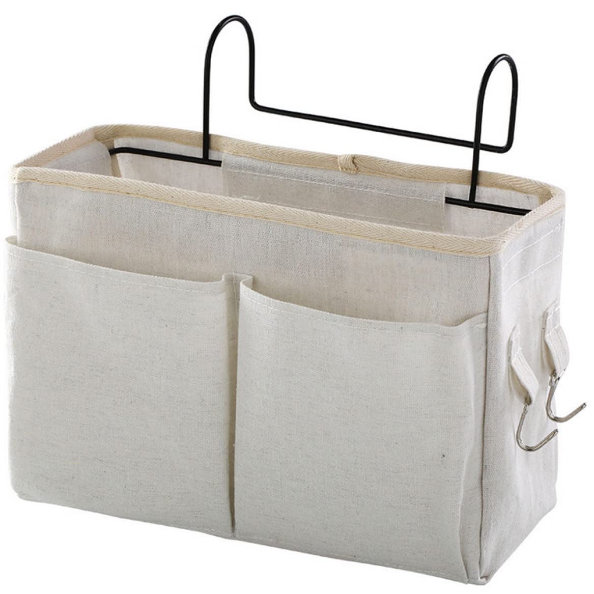 Faroby Bedside Hanging Storage Bag Caddy Pocket Nightstand Organizer Basket White for Bunk Bed Dorm Rooms