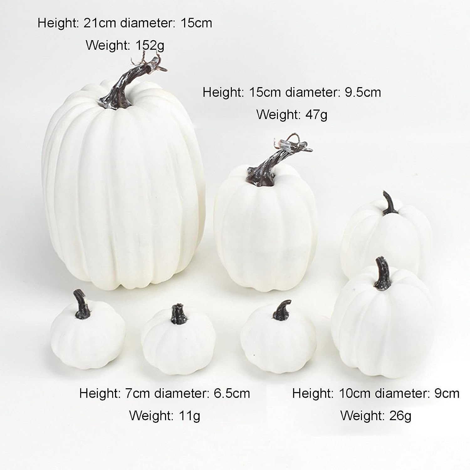 7Pcs Artificial Pumpkins Decoration for Halloween Lifelike Simulation Foam Pumpkins Set Fall Harvest Home Party Supplies (White #1, One Size)