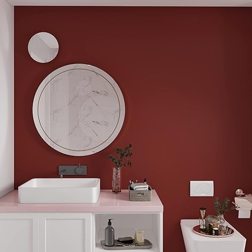 Miniatura 6 de Papel tapiz de color rojo oscuro para despegar y pegar, papel tapiz rojo grueso para dormitorio, 30 x 118 pulgadas, papel de pared autoadhesivo con