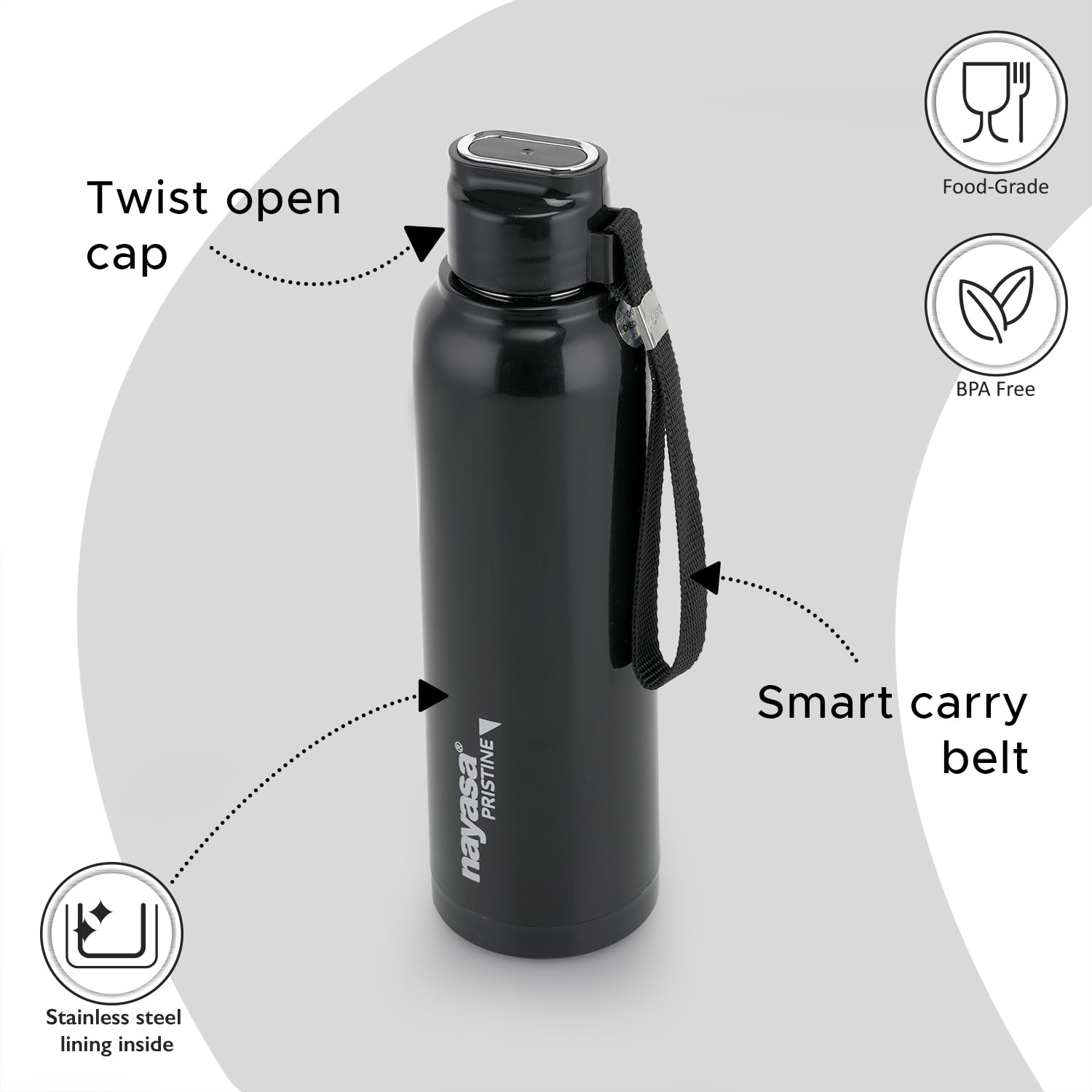 Nayasa Pristine Water Bottle - 700ml Insulated -2
