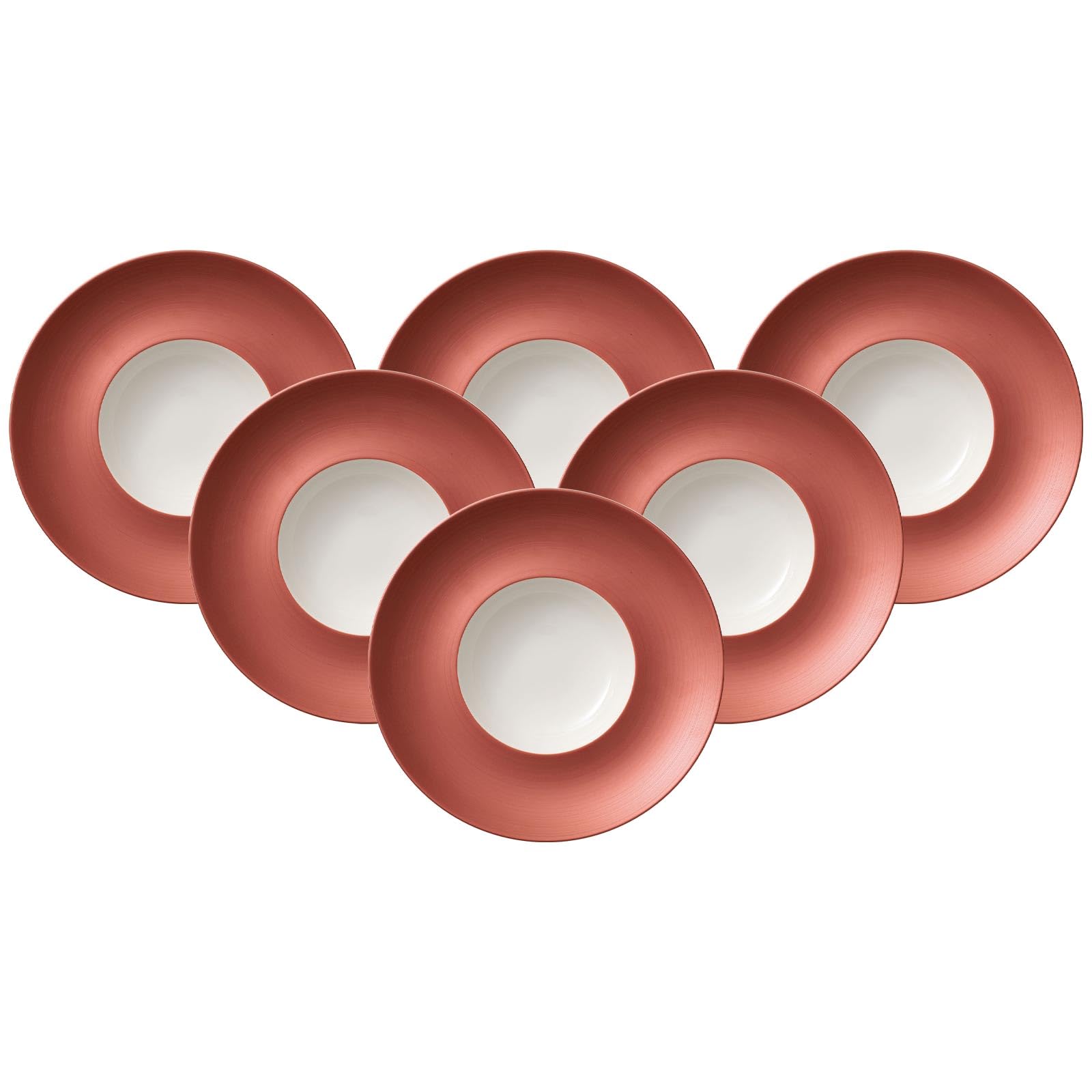Villeroy & Boch 1042622700 Manufacture Glow - Juego de platos hondos (6 unidades, 4 pajitas EKM Living, acero inoxidable)