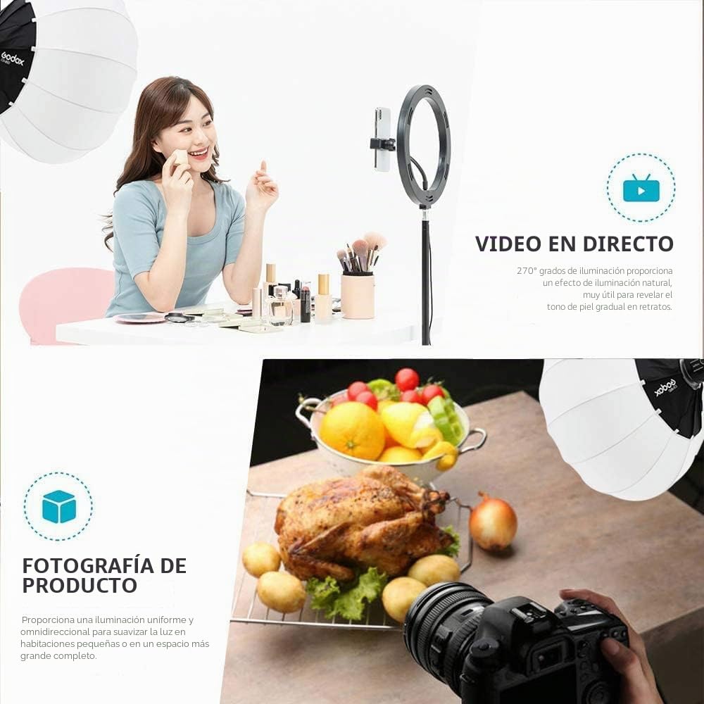 Godox Lantern Softbox 65 cm (26 Pulgadas) Globe Softbox con Montaje Bowens Extiende la compatibilidad para luz LED/Flash de Estudio/Flash monolight y Otros (CS65D)
