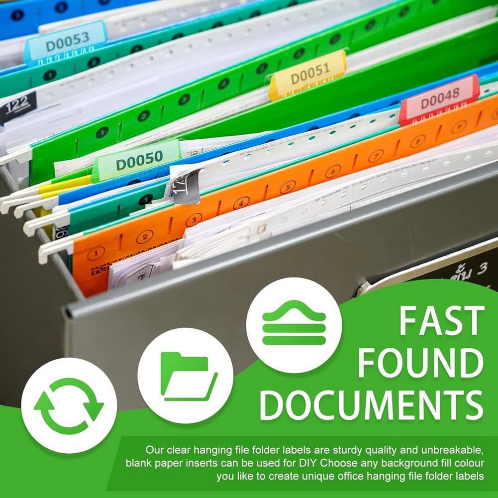 Histos 100 PestañAs para Carpetas de Archivos, PestañAs e Inserciones para Carpetas de Archivos Colgantes de 3,15 Pulgadas, PestañAs para Archivos Colgantes de PláStico, Multicolor