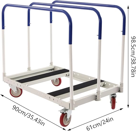 1000LBS Drywall Sheet Cart & Wall Panel Dolly, Heavy Duty Steel Platform Cart with 4 Swivel Wheels, Handling Wall Panel Transport Truck for Warehouse & Construction