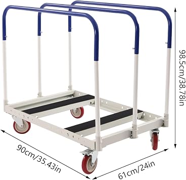 1000LBS Drywall Sheet Cart & Wall Panel Dolly, Heavy Duty Steel Platform Cart with 4 Swivel Wheels, Handling Wall Panel Transport Truck for Warehouse & Construction
