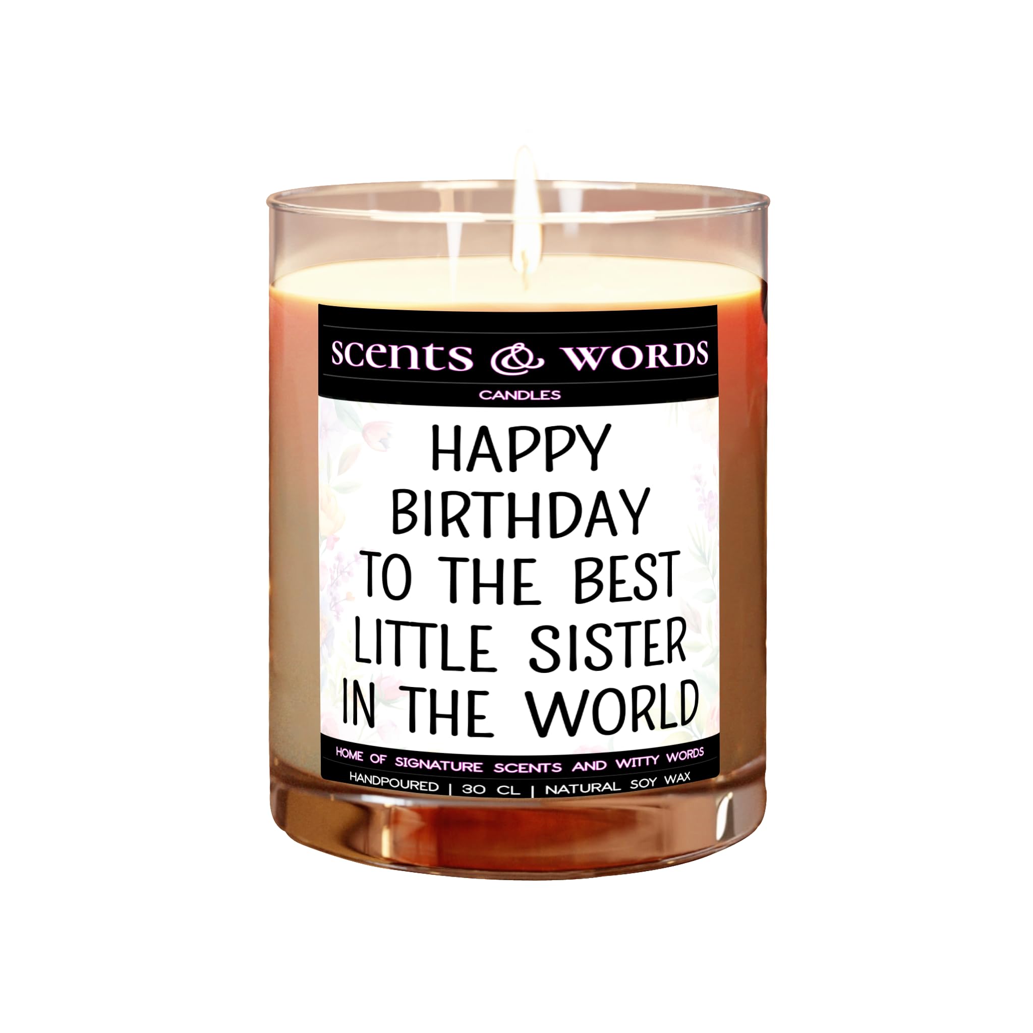 Scents&Words Candle, Gifts or Presents for Little Sisters, Happy Birthday to The Best Little Sister, Scented Candles - snw1146 (Lime, Basil & Mandarin)