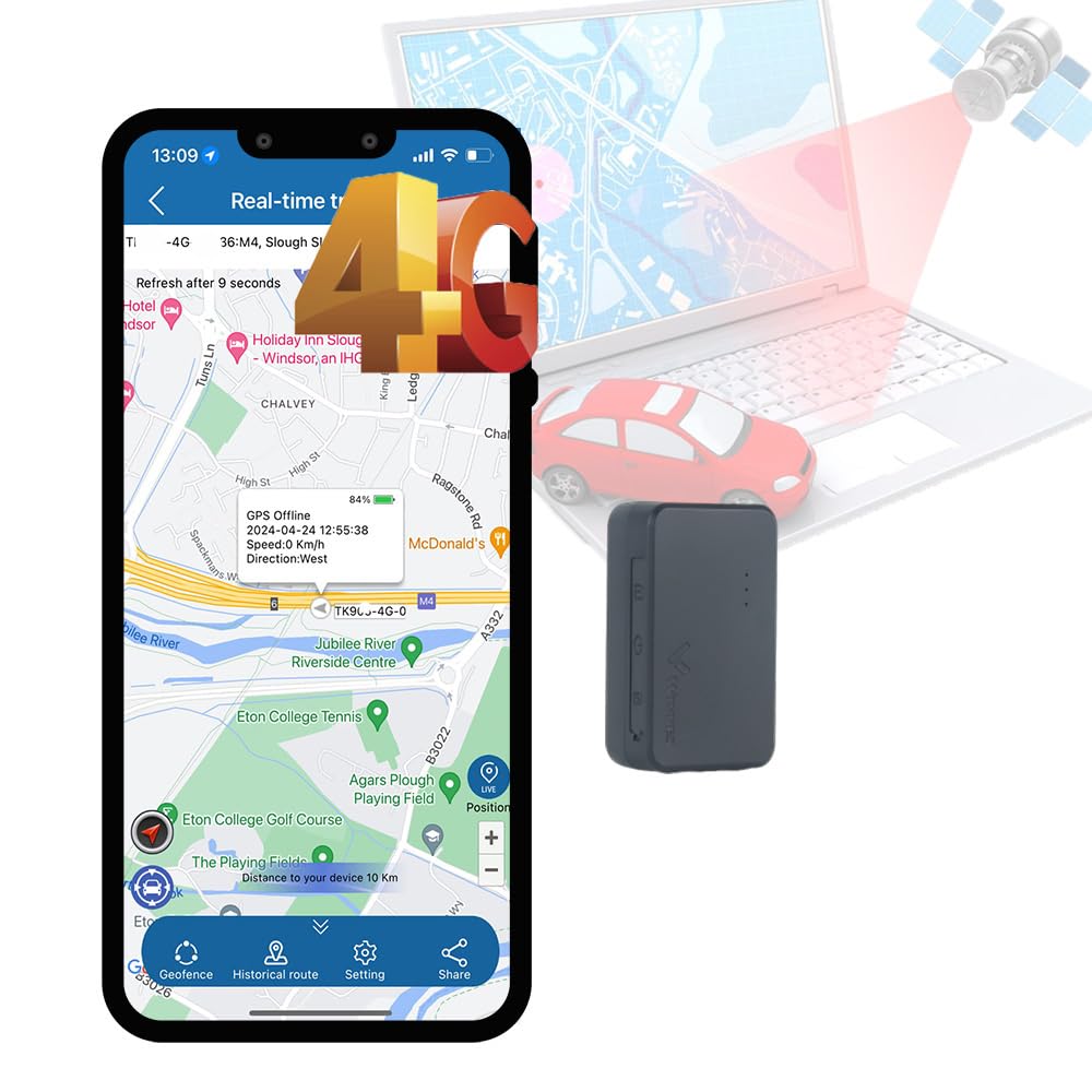 WinnesGPS Tracker 4G Zero Set-up for UK Europe Magnetic Hidden Car Trackers App,Web Real Time Positioning, Alerts Notification, 60 Days Standby