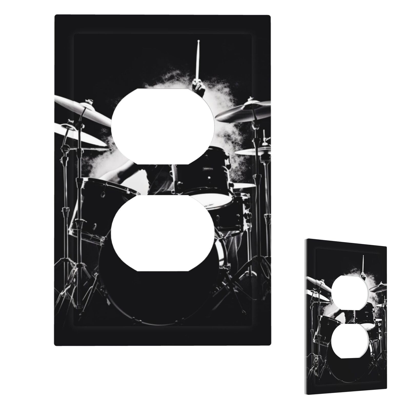 Drummer Wall Plate Cover Modern Decorative 1 Gang Light Switch Cover Unbreakable Receptacle Outlet Covers For Living Room Bedroom Home Decor Duplex