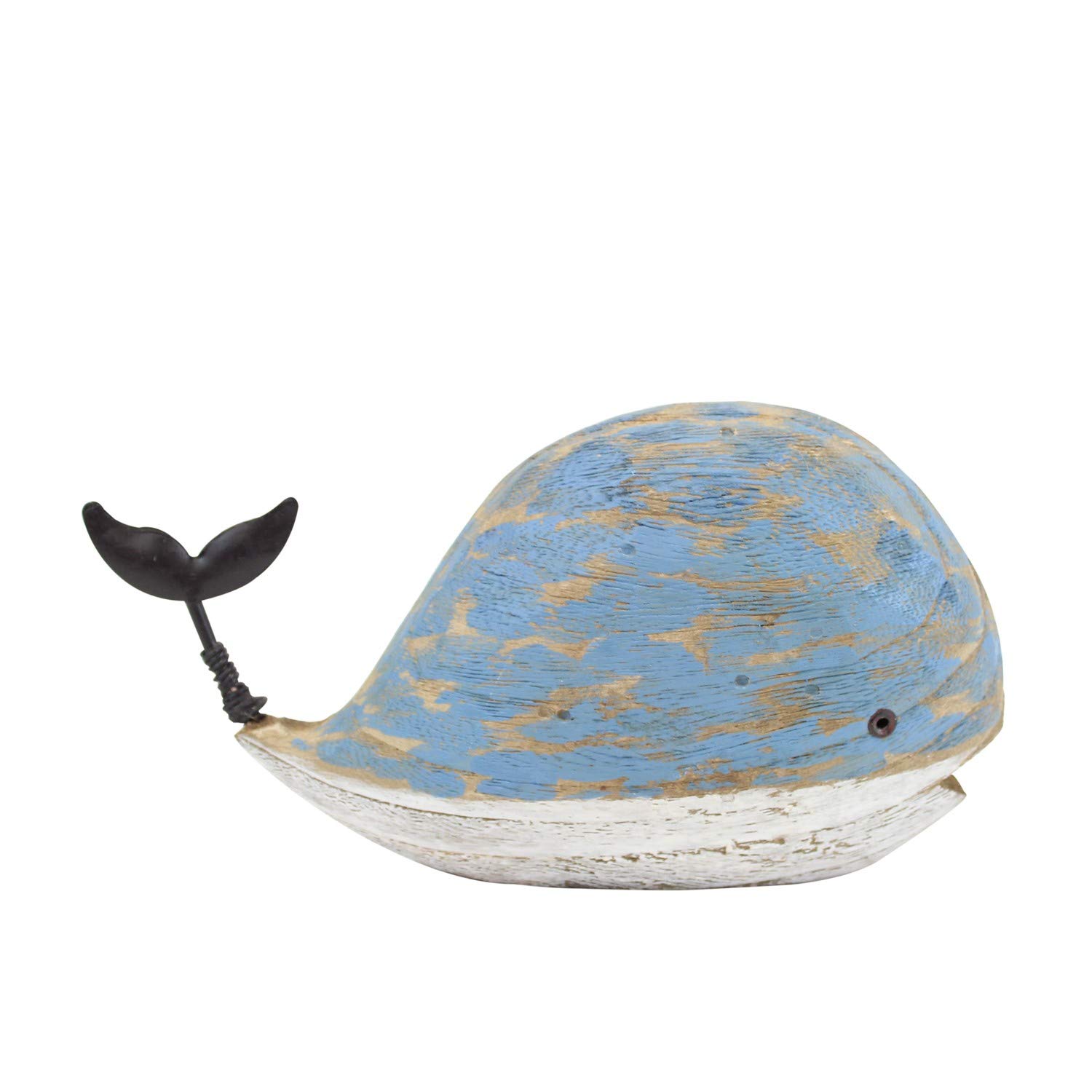 Beachcombers 7.08" Wood Whale Decor Decoration Blue