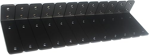 Miniatura 96 de Paquete de 12 soportes de hierro en L, negro, 12 pulgadas de largo x 8 pulgadas de alto x 1.5 pulgadas de ancho, 13/64 pulgadas de grosor, para