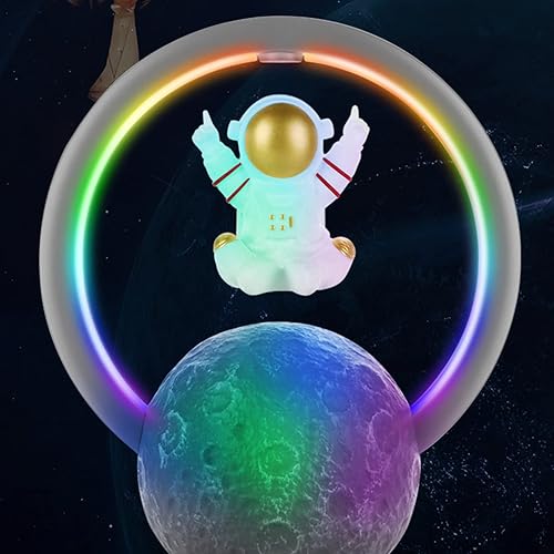 Altavoz Bluetooth de levitación magnética, mini altavoz astronauta flotante inalámbrico, ajuste táctil de luz RGB para el hogar, al aire libre,