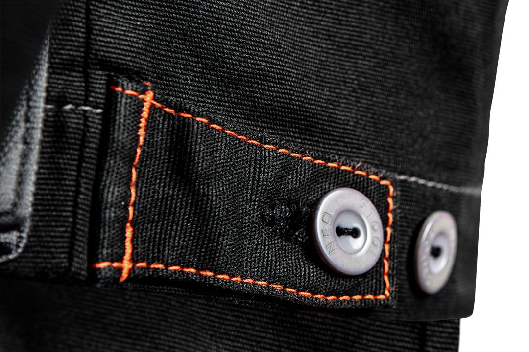 NEO TOOLS HD Slim Sweat de travail pour homme, gris, 60 % coton, 37 % polyester, 3 % élasthanne, coupe haute, près du corps, tissu Oxford, poches, coudes profilés, réfléchissant