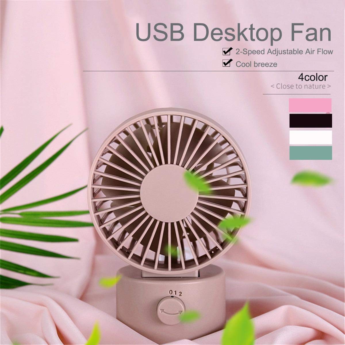 Amazon | 小型USB扇風機 【ピンク】 涼風ファン スイング式 ミニ卓上