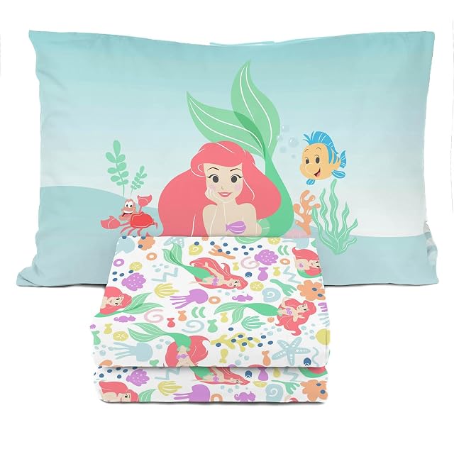 Sunny Side Up Disney The Little Mermaid Twin Sheet Set - 3 Piece Kids Bedding Set Includes Pillow