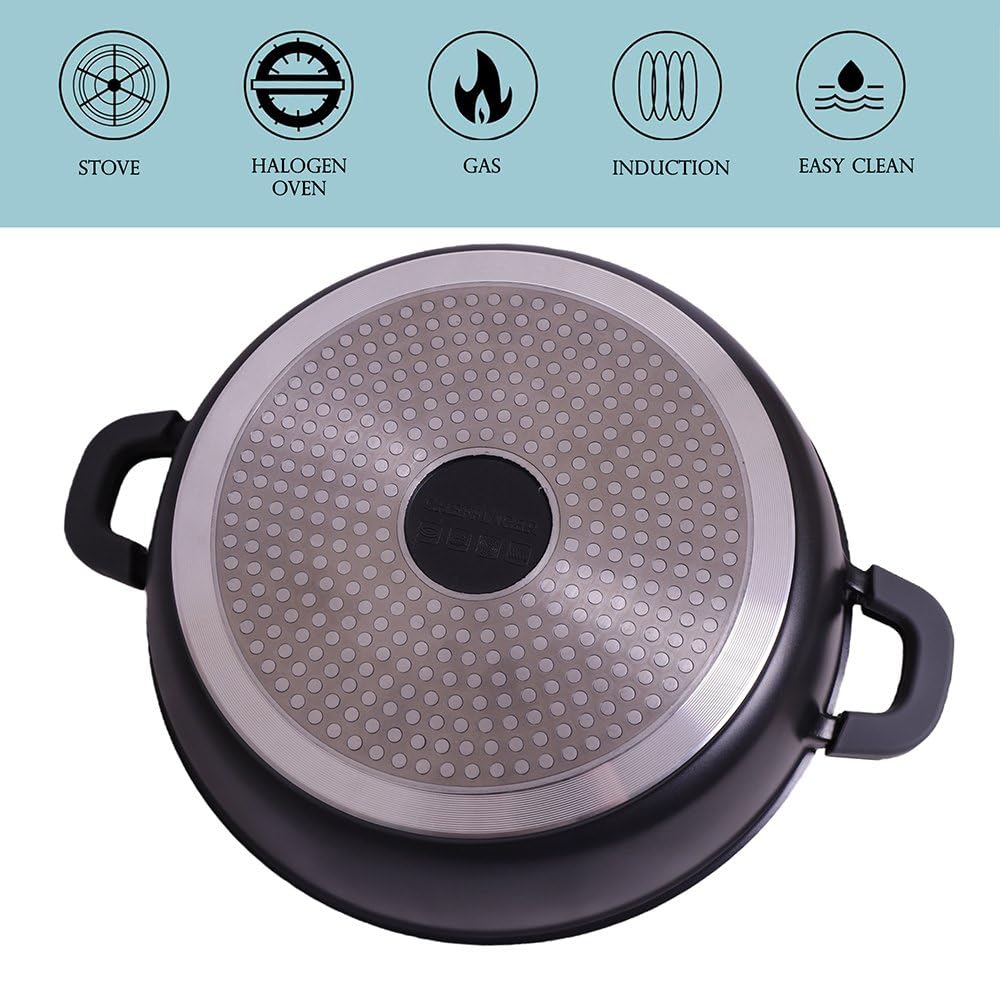 Tajine Tous Feux dont Induction - Plat Tajine Marocain 28cm Marmite tajine avec Couvercle en Aluminium antiadhésif - Noir