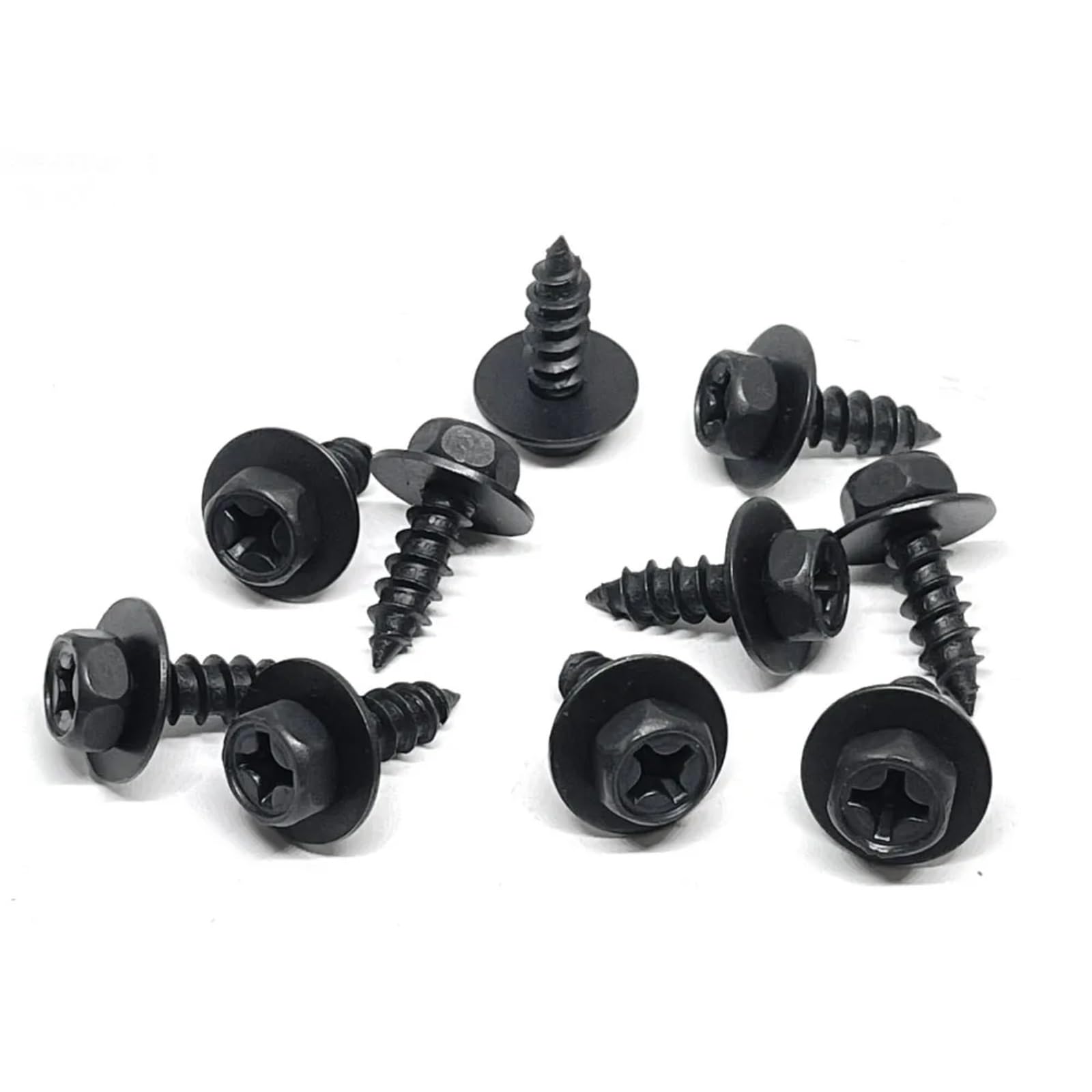 Viti per Carrozzeria Set M6 6mm Parti Generali Viti Autofilettanti Nere per Bulloni Esagonali A Croce con Guarnizione per Paraurti di Auto E Moto Protezione del Motore(15pcs)