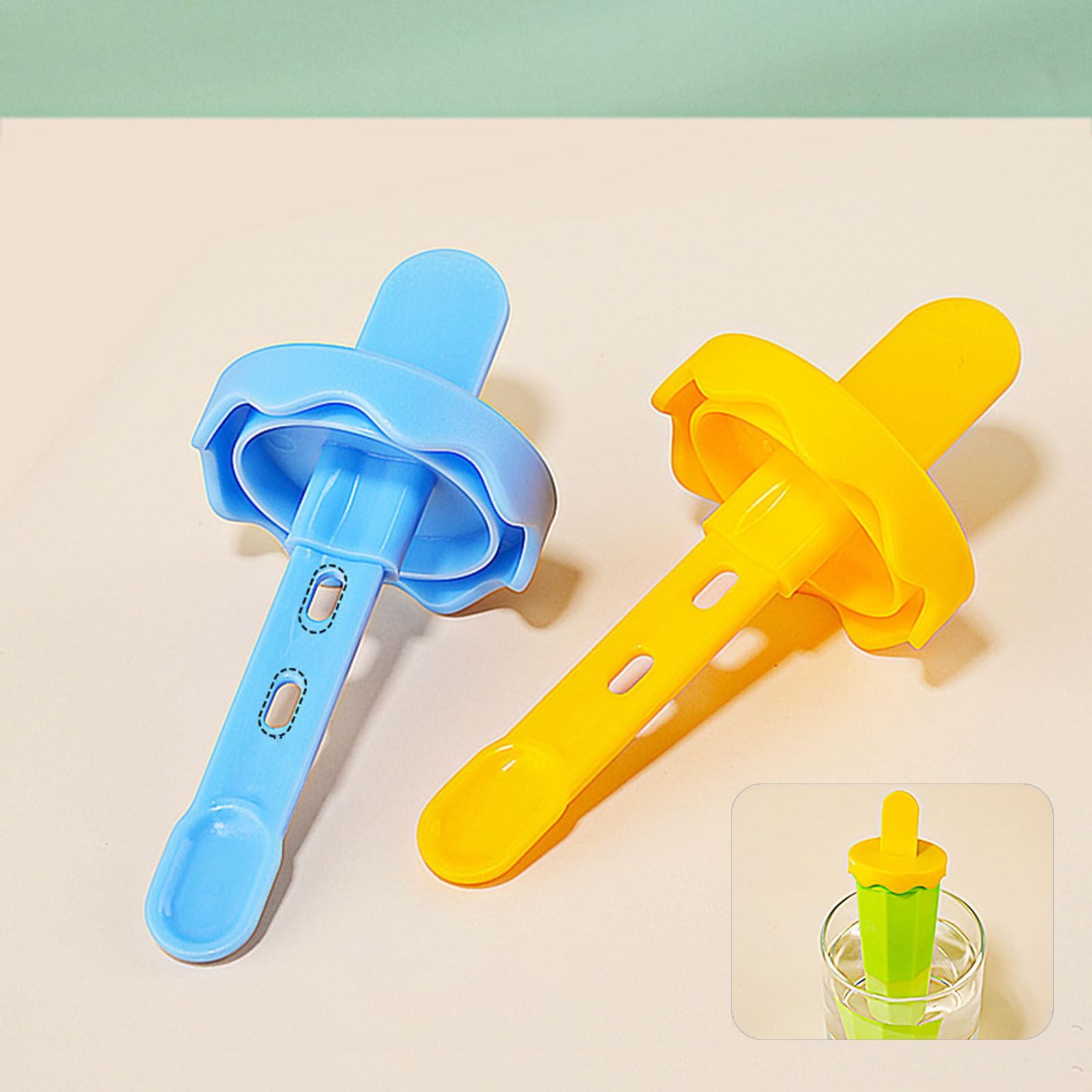 5 moldes de silicona for paletas de hielo de fácil liberación con protección contra goteo, reutilizables, fáciles de usar.,Moldes para helados(Orange)